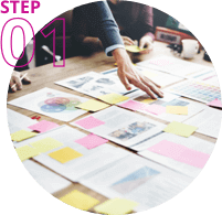 Mapping out business objectives on a table
